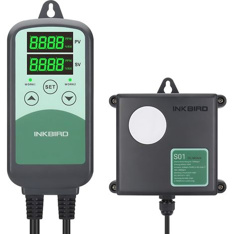 Inkbird Contrôleur Numérique CO2 ICC-500T,Moniteur Programmable avec Sonde NDIR Sensible pour Système de Ventilation,Contrôle de Bâtiment,Équipement HVAC (1/5)