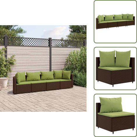 Salon de jardin 4 pcs avec coussins marron résine tressée - Ensemble Salon De Jardin - Canapé Extérieur - Meuble De Jardin - Résine Tressée - Fauteuil De Jardin (1/5)