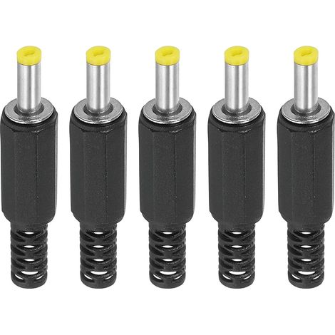 Prises DC Mâles - Lot de 5 - Plastique Jaune - Connecteurs à Souder 4x1,7mm - Réparation Câbles Électroniques DIY - 46mm (1/5)