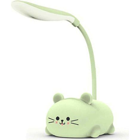 Niedliche Katzen-Schreibtischlampe, grüne LED, USB-aufladbar, flexibler Hals, augenschonend, für Arbeitszimmer, Zuhause oder Büro (1/5)