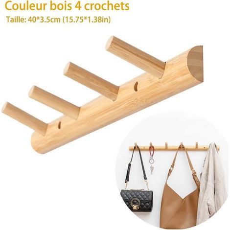 Crochet porte-manteau en bambou porte-vêtements simple cintre cintre porte-sac,Étendoir - 4 croche (1/4)