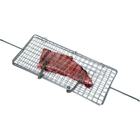 Broche gril cuisson horizontale pour poisson côtelettes saucisse steak