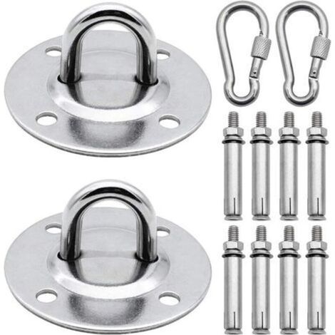 2 Pieces Heavy Duty Stainless Steel Ceiling Hook Punching Bag Holder Hammock Hanging Kit with Screws Suitable for Gyms Aerial Yoga Hammocks Swings Punching Bags Concrete Walls (1/5)