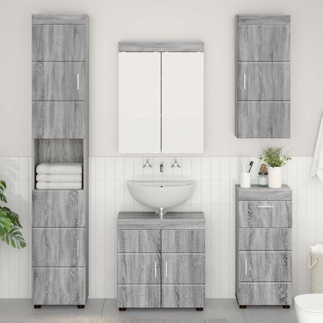 vidaXL Armadio da bagno a muro TULUM Grigio Sonoma 37 x 24,5 x 86