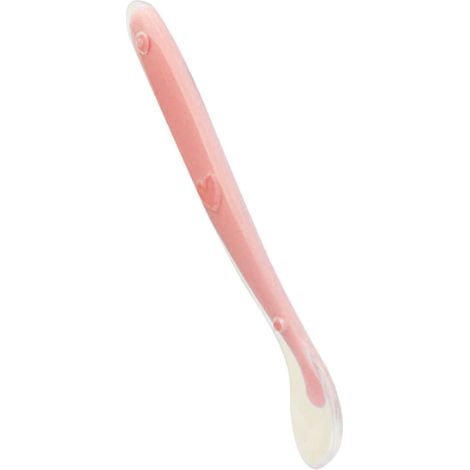 Baby-Silikonlöffel, ergonomisch, zahnfleischfreundlich, weich, für Babys ab 4 Monaten, rosa (1/5)