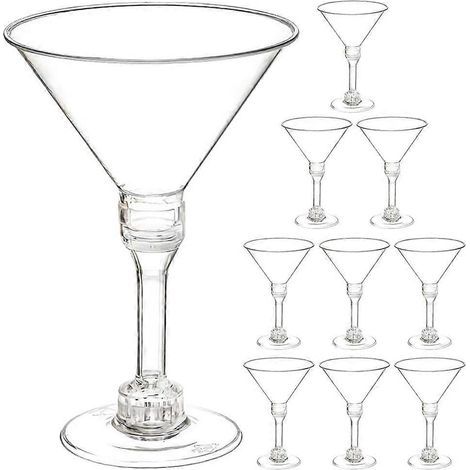 Lot de 10 verres à vin transparents, verres à martini en plastique transparent, récipients à martini-14X9.4X9.4CM-Transparent (1/4)