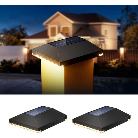 Solar Post Lights 7x7 8x8 9x9 10x10 Outdoor LED Caps IP54 Waterproof for Fences and Wooden Posts (Pack of 2) (1/5)