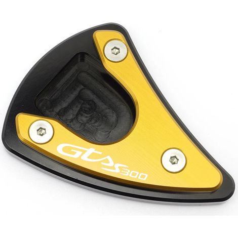 Béquille latérale (Or) - Accessoire moto neuf : rehausseur de béquille latérale compatible avec Vespa GTS300 Super Sport et GTS 300 Maxpower. (1/4)