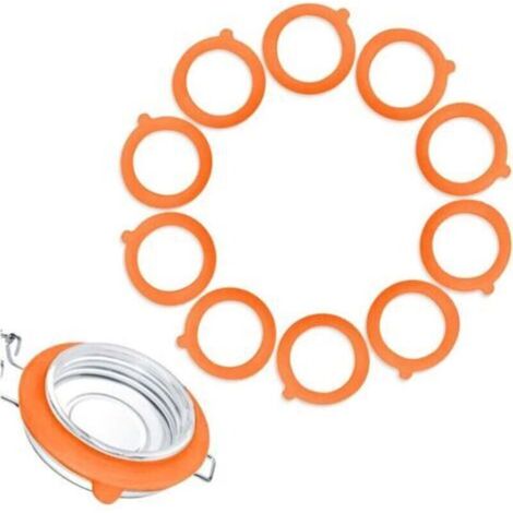 Lot de 10 Joint Bocaux En Silicone, Remplacement de Joints de Bocal, Interchangeables Joint Bocaux, Silicone Étanche Joint Bocaux, Caoutchouc Bocaux Pour Couvercle à Pince En Verre (Orange)