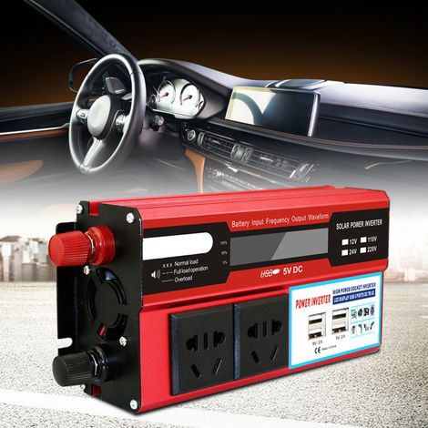 500-W-Wechselrichter, Kfz-Wechselrichter, Solarwechselrichter mit 4 USB-Anschlüssen und 2 Universalsteckdosen, 12-V-Gleichstrom-auf-220-V-Wechselstrom-Umwandlung (1/5)