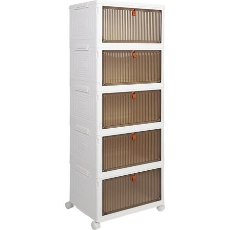 Caja de almacenamiento, diseño plegable, móvil con ruedas, 5 niveles (1/2)
