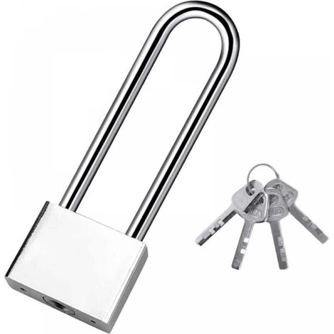 Keyed Padlock Heavy Duty Long Shackle Padlock with 4 Keys, Outdoor Waterproof Security Padlock for Warehouse, Garage, Garden, Fences-40mm (1/5)