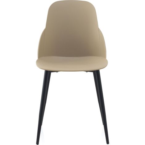Lot de 4 chaises en polypropylène couleur camel avec pieds en métal (1/5)
