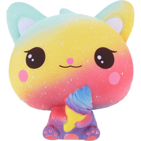 Peluche Chat Crème Glacée Anti-Stress - Jouet Doux à Rebond Lent pour Enfants et Adultes