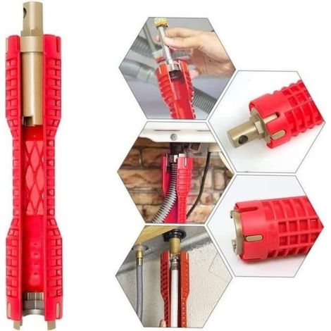 Clé Robinet - AUTRE CLE - Multi-usages - Rouge - Outil de réparation pour plomberie