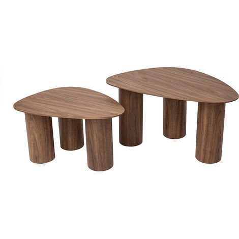 Tavolini da salotto estraibili design in legno scuro (set di 2) FOLEEN