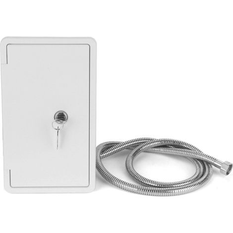 Coffret douche extérieure RV double vanne eau froide chaude, contrôle double, flexible métal pommeau verrouillable clés, 1/2 pouce (1/5)