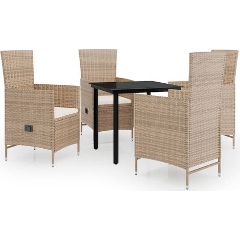 Set da pranzo da giardino con cuscini 5 pezzi beige 020014146