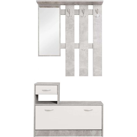 AVANTI TRENDSTORE - Rudolf - Guardaroba da Ingresso con Specchio, 3 Ganci appendiabito e Comoda scarpiera. Perfetta per l'ingresso. Disponibile in diversi colori (Grigio) (1/4)
