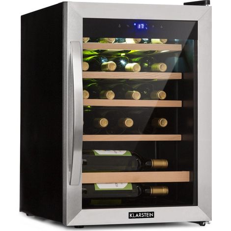 Klarstein – Cave à vin de vieillissement 19 bouteilles – Température 4-18°C – Éclairage intérieur – Porte vitrée – Fonctionnement silencieux 40 dB