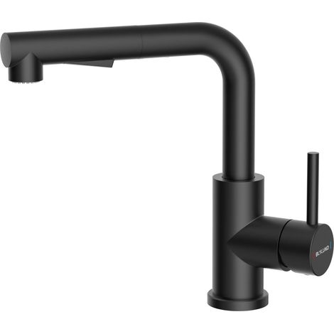 Robinet de cuisine basse pression noir avec douchette extensible, mitigeur sans pression, 2 types de jet, robinet pour chaudière (1/5)
