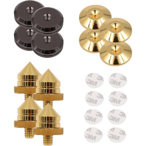 Lot de 4 Pointes de Haut-Parleur pour Haut-Parleur CD Audio Subwoofer Amplificateur Platine Vinyle Isolation Pieds Cône Isolateur Antichoc sans Trace avec adhésif Double Face (1/5)