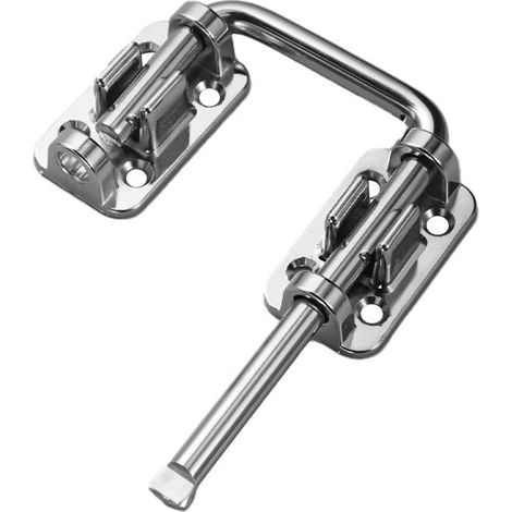 Cerradura para puerta corredera de 60 mm de ancho y 100 mm de largo, acabado cromado.