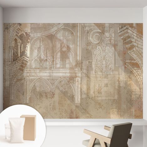 Papier peint intissé décoratif avec motifs pour salon et chambre a motif - Colle incluse gratuite Ornements historiques 152x104 cm (1/5)