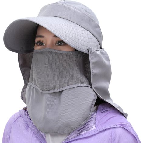 1 Chapeau de soleil, protection UPF50, bords larges, rabat amovible, cordon de serrage, pêche randonnée jardinage