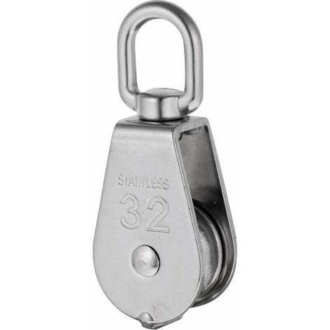 Heavy-duty single sheave rope pulley with swivel, stainless steel ...