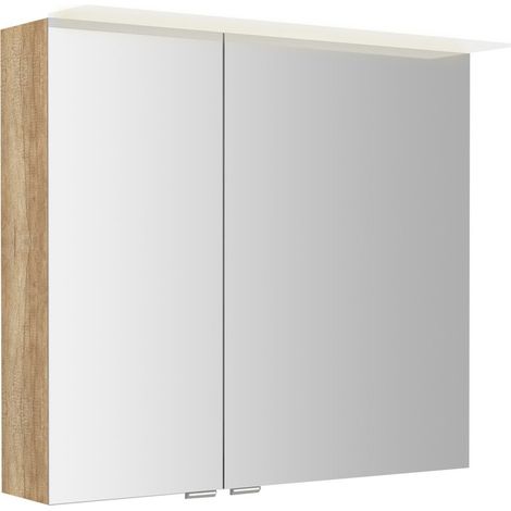 Armoire à miroir LINEX avec. Luminaire LED, 80x70x15cm, chêne Alabama (1/2)