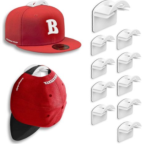 Filiyano-[RM] Porte-casquettes mural autocollant, sans perçage, blanc, lot de 10 (1/5)