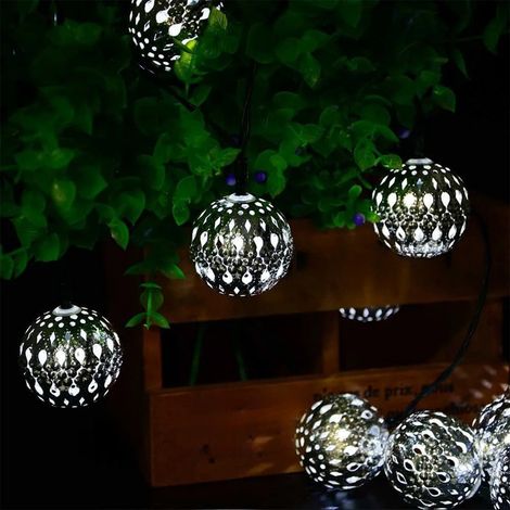 Guirlande Lumineuse Led - Boules Creuses En Plastique - Pour Décoration Intérieure Et Extérieure - 200 Cm - Alimentation Par 2 Piles AA (1/5)