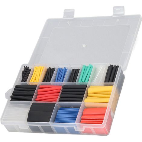 Kit de 580 gaines thermorétractables écologiques, 6 couleurs, 10 tailles, isolantes pour câbles électriques (1/5)