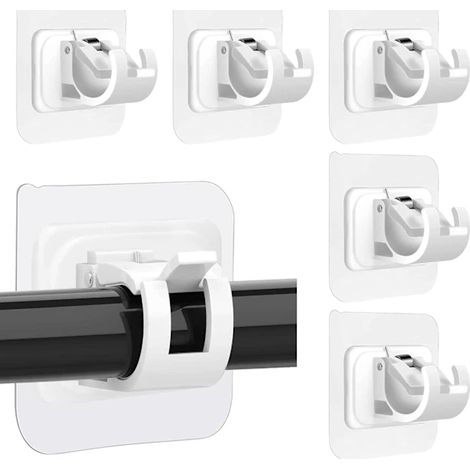 6 supports de tringle à rideaux, accessoires de tringle à rideaux auto-adhésifs, supports de tringle réglables sans clous