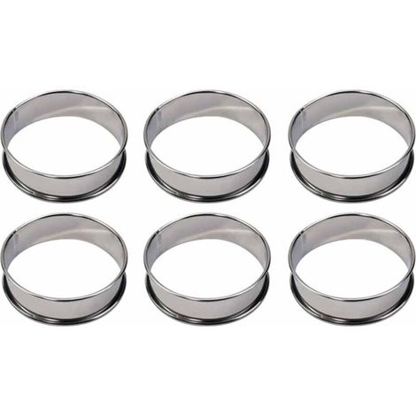6 Pièces Cercle Tartelette, Cercle a Patisserie 8cm, Cercles et Cadres à Pâtisserie, Cercle a Tartelette, Moule a Pancake, Cercle Cuisine Inox pour Muffins Tartes Gâteaux Crumpets, pour la poêle (1/5)