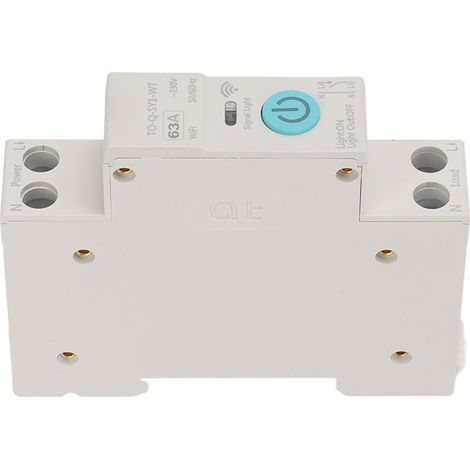 Interrupteur intelligent Wi-Fi avec télécommande sans fil pour téléphone, montage sur rail DIN35, minuterie et compte à rebours, blanc - 230 V 63 A
