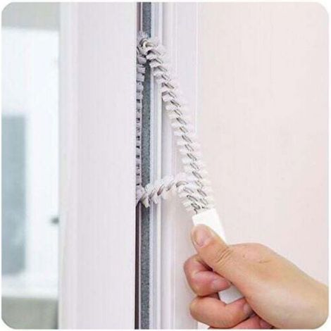 Brosse De Nettoyage - Pour Fenêtre Et Porte Coulissante - Grattoir Intégré - 24 X 6 Cm - Acier + Plastique - Blanc - 1 Pièce (1/4)