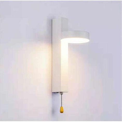 royaluxe - Appliques murales Applique murale 9W Éclairage tricolore Luminaire mural sélectionnable avec interrupteur à tirette pour salon, chambres, escaliers, cuisinesn.Blanc (1/5)