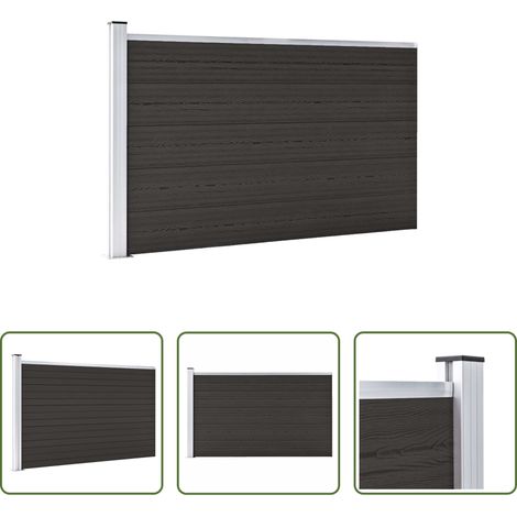 WPC Zaun - Zaunelement WPC 175x105 cm Schwarz (1/5)