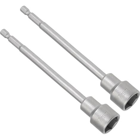 Lot de 2 - Embout Magnétique - Douille 17 mm - Tige Hexagonale 1/4&34 - Acier CR-V pour Perceuse et Réparation Auto - Argent - 150 mm (1/5)