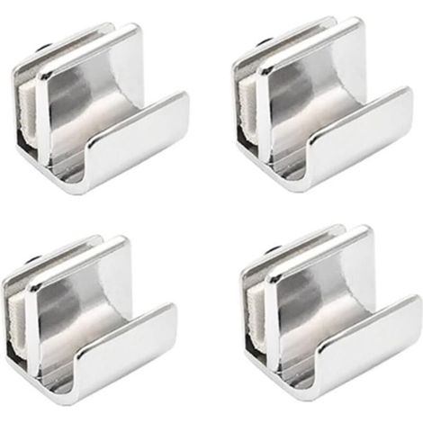 Un ensemble de 4 poignées de porte en verre en alliage de zinc, sans perçage, adaptées aux armoires, penderies et tiroirs, d'une épaisseur de 3 à 5 mm. (1/4)