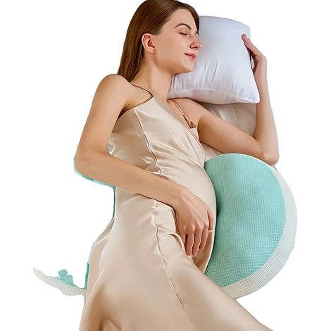 Almohada de maternidad en forma de U, soporte para todo el cuerpo, cómoda para quienes duermen de lado, color verde. (1/2)