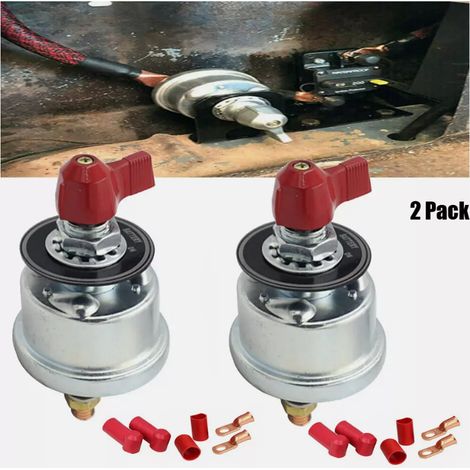 2 Interrupteur coupe-batterie, 2 bornes SPST, 12 V, boîtier aluminium, montage 19 mm, pour véhicule (1/5)