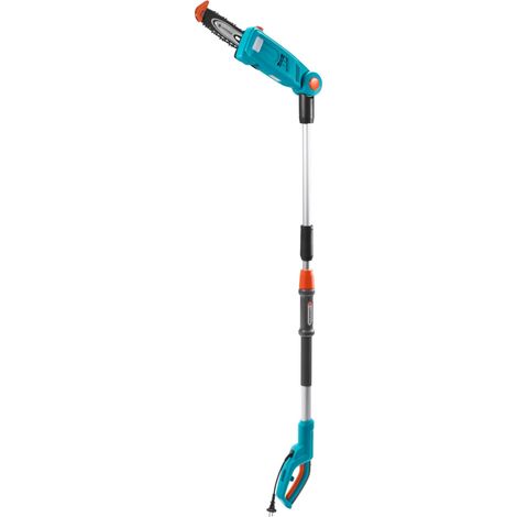 Élagueuse sur perche tronçonneuse électrique de 720 W et 20 cm de longueur de lame, tête inclinable, butée de coupe, portée jusqu'à 4,40 m, avec bandoulière (1/5)
