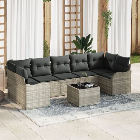 Garden Sofa Set 8 pcs 7-Seater Light Grey and Dark Grey vidaXL (1/5)