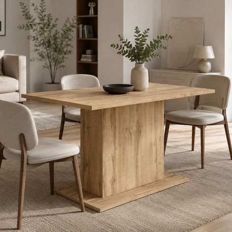 Mesa Fija Literari, 6 Plazas, Forma Rectangular, Tono Roble Oscuro, 138x80x74h cm Marrón Roble Oscuro (1/3)
