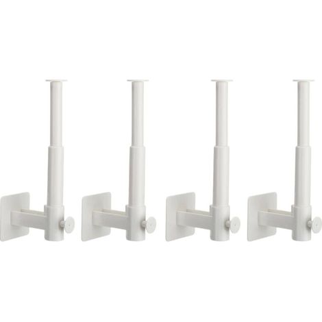 Lot de 4 porte-essuie-tout blancs réglables, rangement cuisine, viscose non marquante, sans perçage, système de fixation multifonctionnel (1/5)