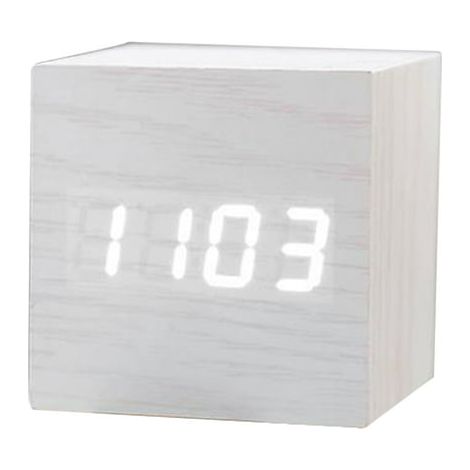 Réveil numérique LED en bois Cheers, contrôle sonore, carré, USB/AAA, horloge électronique de table (1/4)
