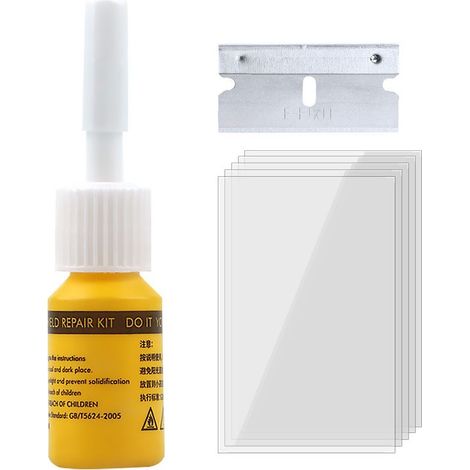 Kit de liquide de réparation nano pour vitres de voiture, kit de réparation de pare-brise de voiture fissuré en résine (trois pièces dans un ensemble) (1/5)